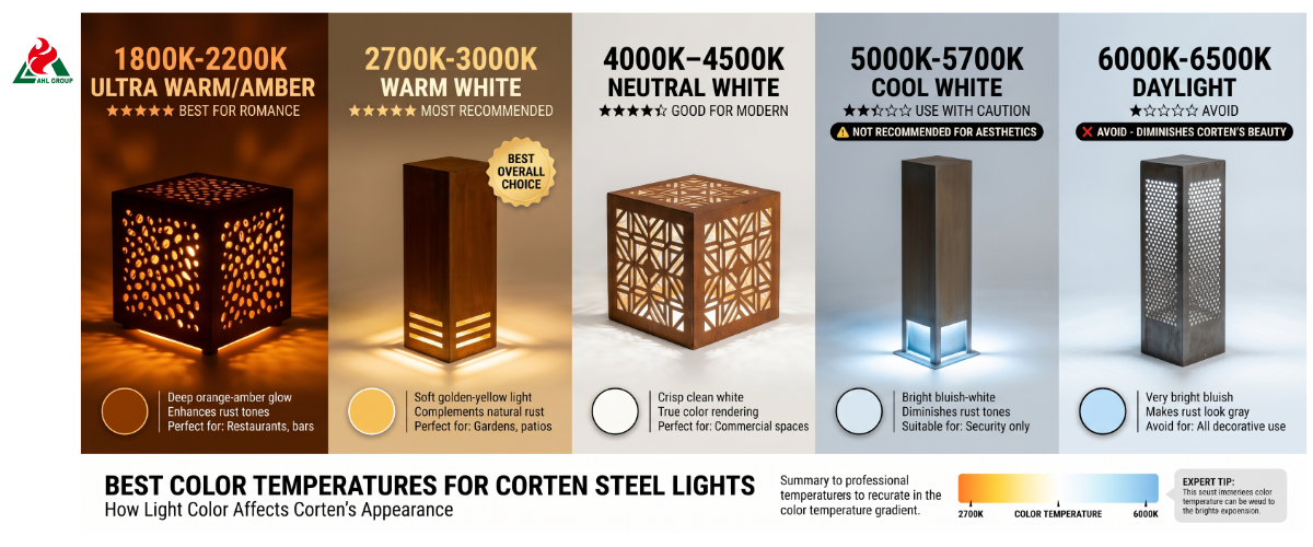 Core Ten Color What Color Temperature Looks Best on Corten Steel?