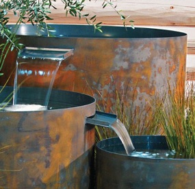 corten steel water feature, corten steel waterfall, corten steel water ...