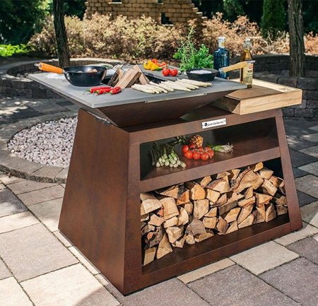 Corten steel bbq grill