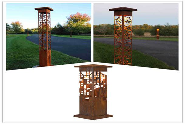 Outdoor rust color weathering steel light box