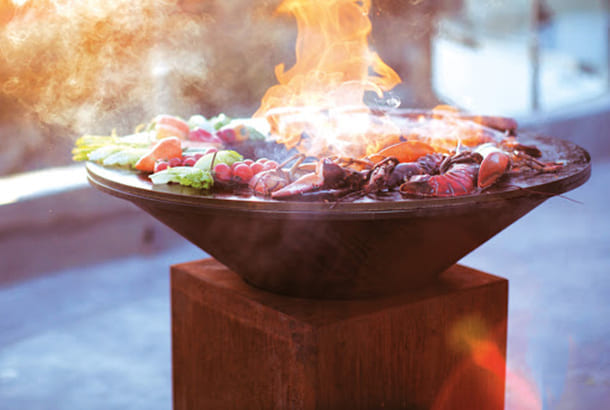 AHL Outdoor Besar Klasik Corten Steel BBQ-GAS atau KAYU